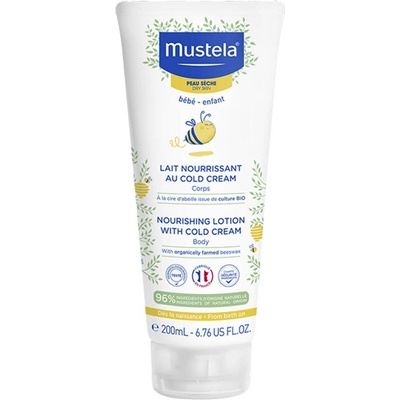 Mustela Bébé Nourishing Lotion With Cold Cream 200 ml vyživujúce mlieko pre suchú pokožku bábätiek pre deti