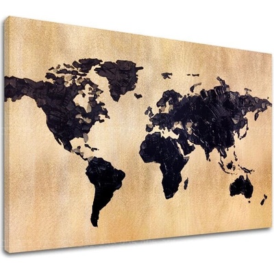 Zlatý dotyk na plátne World in Gold - 60x90 cm