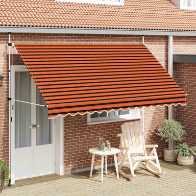 Dekorhome Ručně zatahovací markýza 100 cm oranžová / hnědá