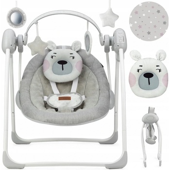 MoMi houpací lehátko s melodiemi Liss Bear růžová