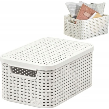 CURVER úložný box RATTAN S, 29,1 x 19,8 x 14,2 cm, biely, 03617-885