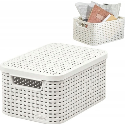 CURVER úložný box RATTAN S, 29,1 x 19,8 x 14,2 cm, biely, 03617-885