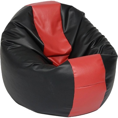 PUFRELAX Пуф, Relaxo XL - Black&Red, Еко кожа, Пълнеж от Полистиролни перли, 330л (PUF-G-RXL-PVC-BLRE)