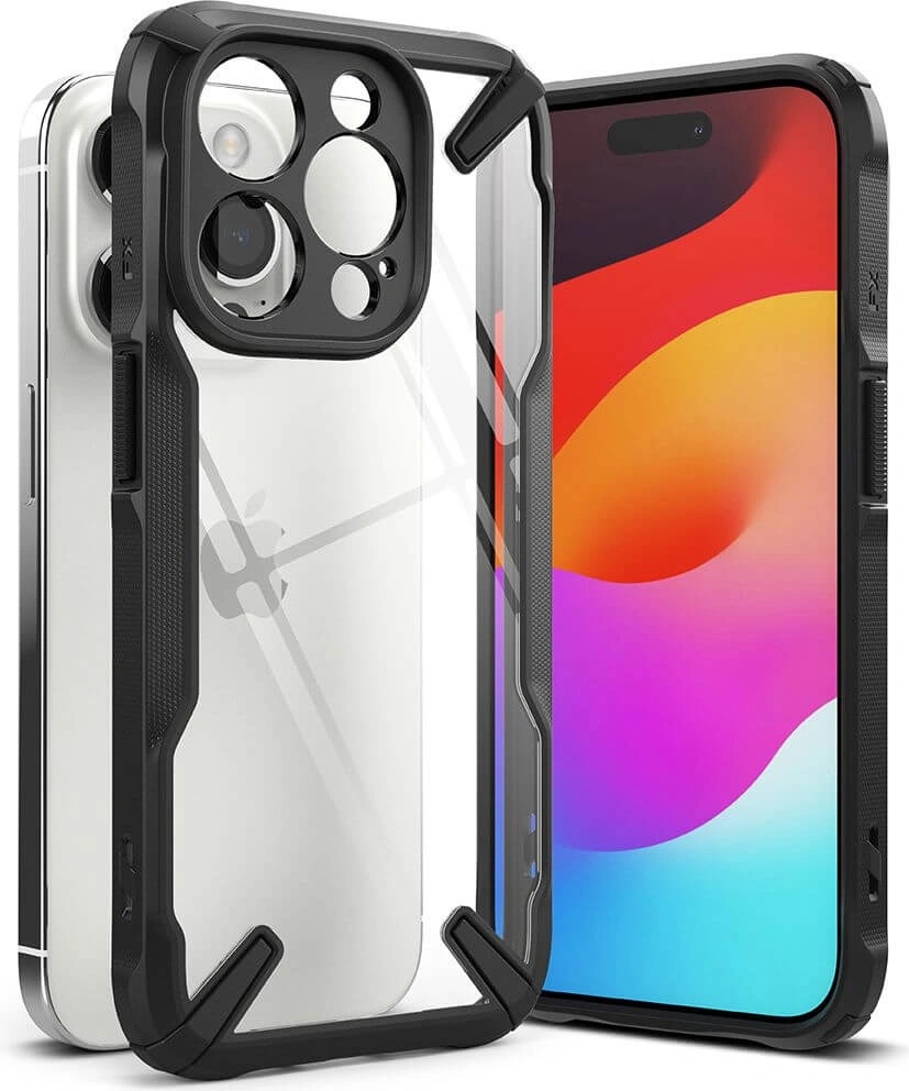 Ringke Противоударен Калъф за iPhone 15 Pro Max, Ringke Fusion X Case, Черен (8809919306805)
