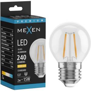 Mexen Vintis LED филтърна крушка E27, G45, 2W, Топла - 2700K, 240 lm, прозрачен - L156-E27-0227-00 (L156-E27-0227-00)