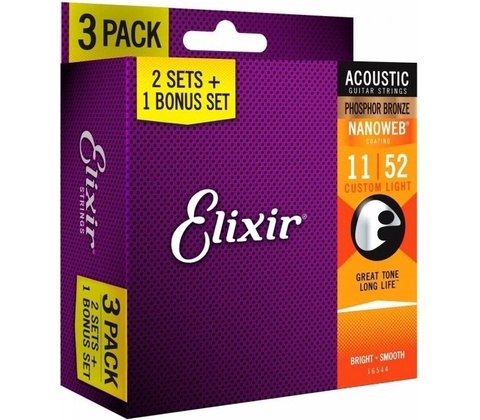 Elixir Phosphor Bronze 011 3 Pack