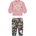 Guess Комплект розова блуза с детайли и клин с цветя за бебе момиче Guess