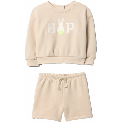 GAP Detská tepláková súprava KNIT ACTIVE béžová biela svetlo zelená