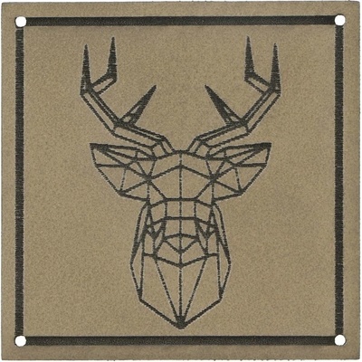 Kožený štítok Jeleň tmavý béžový 4,3 x 4,3 cm