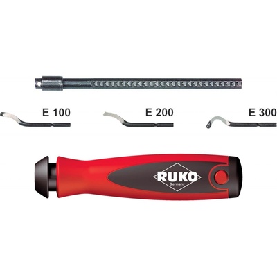 RUKO Odstraňovač otřepů, sada E, plastová rukojeť