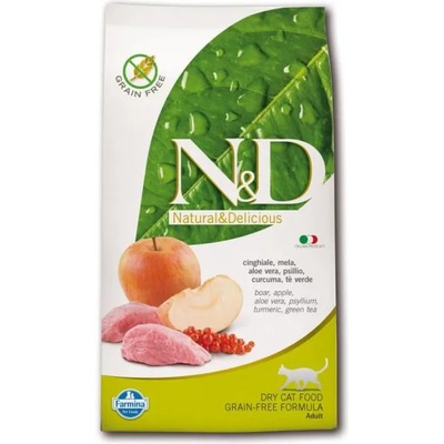 N&D CAT Prime Adult GRAIN FREE Boar & Apple - пълноценна храна за пораснали котки над 1 година, с глиганско месо и ябълка - 1500 гр PND0150040