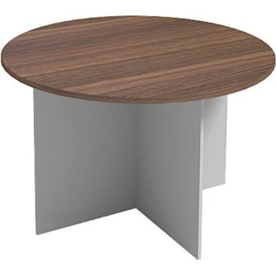 PRIMO FLEXI Rokovací stôl s guľatou doskou , priemer 1200 mm, sivá / orech