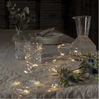 Star Trading LED svetelná reťaz 125 svetielok dĺžka 1,4 m Dew Drop - strieborný