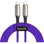 Baseus Кабел с въжена оплетка за устройства с USB-C порт (200 см) - Baseus Water Drop USB-C to USB-C Cable PD 2.0 60W (CATSD-K05) (лилав) (CATSD-K05)