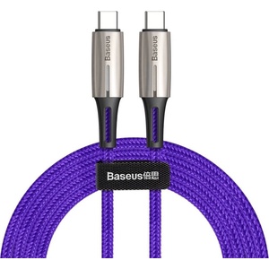 Baseus Кабел с въжена оплетка за устройства с USB-C порт (200 см) - Baseus Water Drop USB-C to USB-C Cable PD 2.0 60W (CATSD-K05) (лилав) (CATSD-K05)