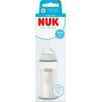 Nuk First Choice стъклено шише Temperature Control 240мл. със силиконов биберон за хранене 3+мес. р-р М, Морско конче, бяло (10212057)