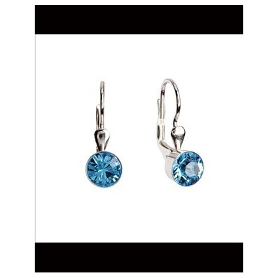 Evolution Group strieborné náušnice visiace s kryštálmi Swarovski modré okrúhle 31112.3