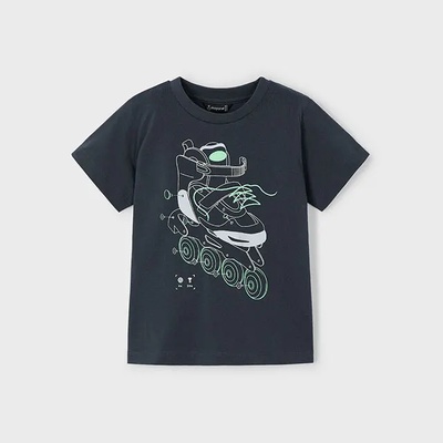 MAYORAL Тениска къс ръкав glow in the dark ролери в графитен цвят за мини момче Майорал