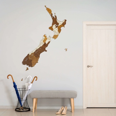 Drevená mapa Nového Zélandu 52 x 70 cm