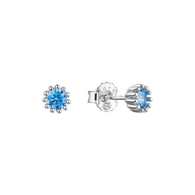 EVOLUTION GROUP CZ Stříbrné náušnice s kulatým zirkonem - 11436.3 blue