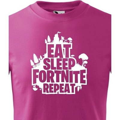 Dětské tričko Eat Sleep Fortnite Repeat Purpurová