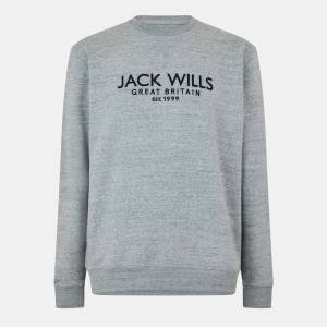 Jack Wills Мъжка блуза Jack Wills Belvue Logo Sweatshirt Mens - Grey Marl