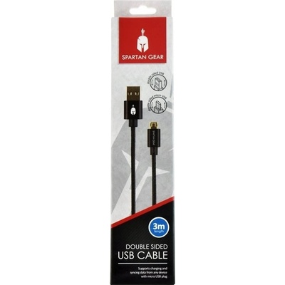 Spartan Gear Кабел Spartan Gear (50390), от USB A(м) към USB micro B(м), 3m, черен (50390)