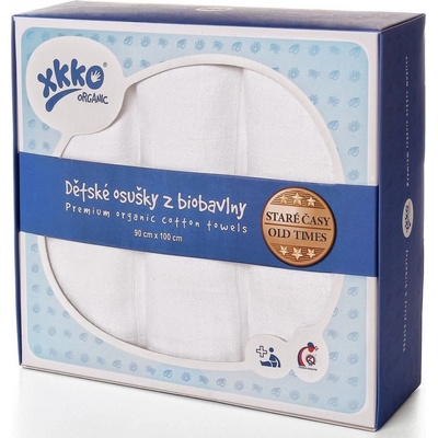 XKKO Osušky z biobavlny Organic 90 x 100 Staré časy Bílé 3 ks