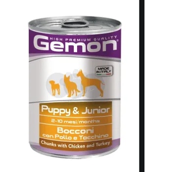 Gemon Monge Gemon Chicken and Turkey Puppy & Junior - мека храна за кученца 1-12 месеца с пилешко и пуешко месо, 415 гр
