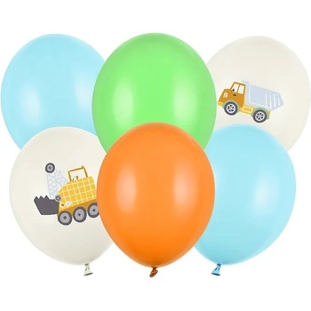 Image 1 of PartyDeco Букет балони със строителни превозни средства 6 бр