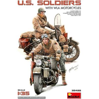 MiniArt US Soldiers w/ WLA Motorcycles 2 fig. 1:35