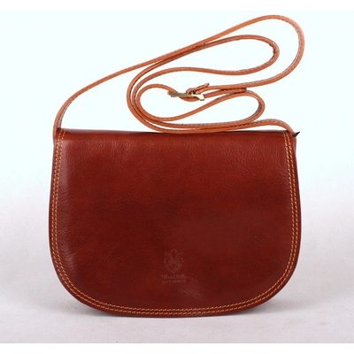 Středně velká kožená crossbody kabelka no. 49 tmavěhnědá