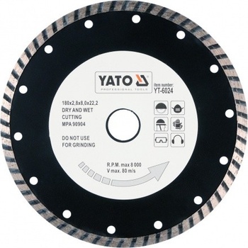 Yato Kotouč řezný diamantový 180 x 22,2 x 2,8 mm YT-6024