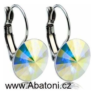 Swarovski Elements Rivoli vlepený krystal Ocelové náušnice visací bílé duhové kulaté 51031.2 Crystal AB bílá křišťálová duhová měňavá