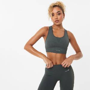 USA Pro UP Seamless Crop Sports Bra - Khaki