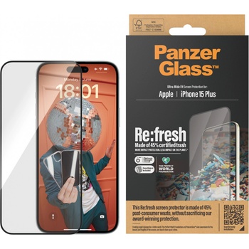 Panzer Стъклен протектор PanzerGlass за Apple iPhone 15 Plus Recycled Glass UWF wA