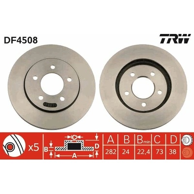 TRW Brzdový kotúč DF4508 sada 2 ks