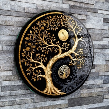 Art gift Кръгло стъклено пано - Живота и Баланса