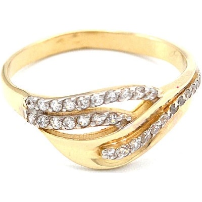 B&B Goldinvestic Zlatý vlnky s pruhy zirkonů N3437