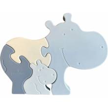 Petú Petú Alfie silikonové puzzle Hippo Blue mix