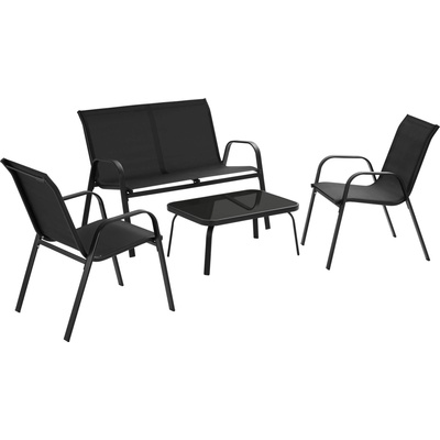 tectake 406166 sedacia súprava nora pre 4 osoby, textilná tkanina - čierna