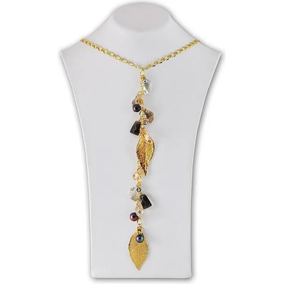 Dannyra Колие с листенца от италианско злато, кварц и Swarovski камъни Dannyra Jewels