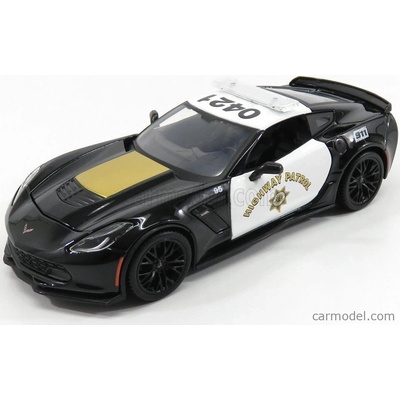 Maisto Chevrolet Corvette Z06 C7 Coupe Highway Patrol Police 2015 Černé Bílé Zlato 1:24