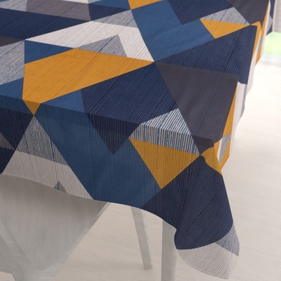Biante bavlna obdĺžnikový obrus Sandra SA-390 Modro-béžovo-oranžové trojuholníky 140x160 cm