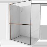 Mexen Kioto+ L душ стена с рафт Walk-in 80 x 200 см, черна рамка, розово злато - 800-080-123-60-70 (800-080-123-60-70)