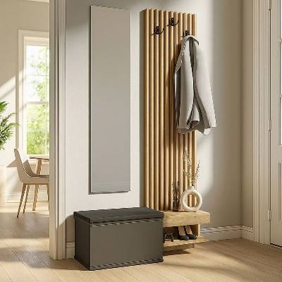TopMebel Меламинов закачалка Dumont в антрацит - цвят сепет дъб 104.8x35x198см