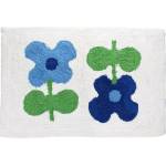 Rex London Бяло-син килим за баня 50x80 cm Blue Flowers - Rex London (30278)