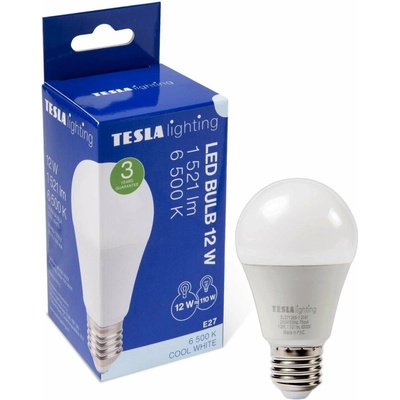 Tesla BL271265-1- LED žárovka BULB E27, 12W, 230V, 1521lm, 25 000h, 6500K studená bílá 220st