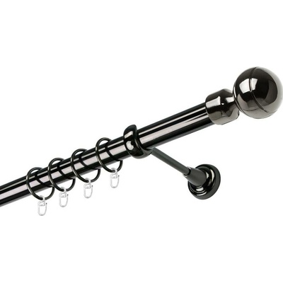 OK-GarnýžeCY Garnýž kovová jednořadá 25mm Paola onyx 340 cm do stěny / kroužky s háčkem