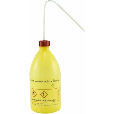 Vytlačovací lahvička LDPE 1000 ml s potiskem ACETON, žlutá, závit GL 25